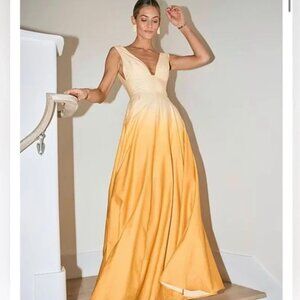 M.G. Style M.G. Cotton Ombre Deep V-Neck A-Line Dress